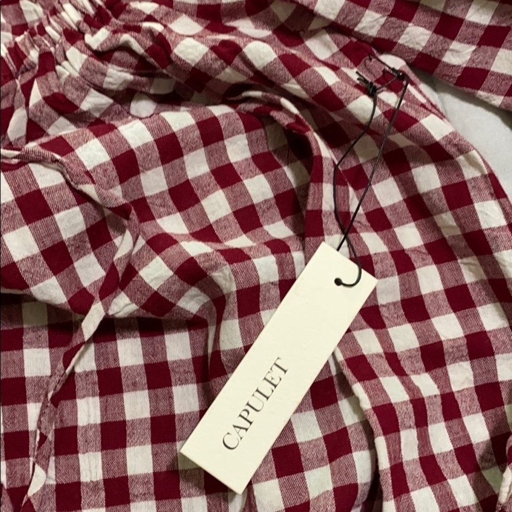 NWT CAPULET Revolve off shoulders Gingham dress SX - Picture 9 of 10